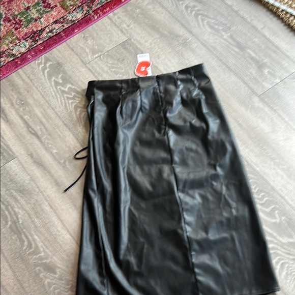 Black Faux Leather Midi Skirt - Picture 6 of 6